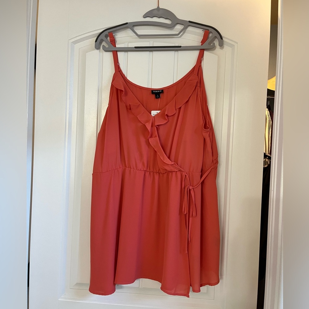 NWT Torrid Coral Pink Sleeveless Wrap tank